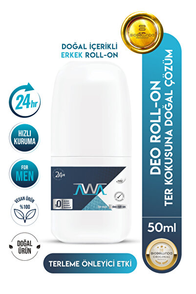 BioBellinda Doğal İçerikli Avva Deo Roll-on for Men 50 ml - Tüy Azaltma Etkili