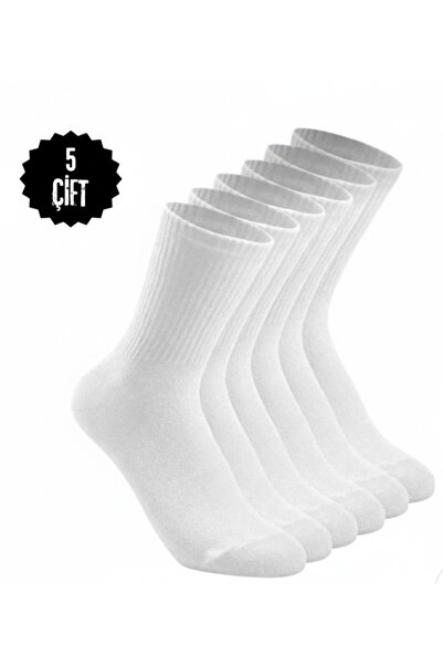 SOCKSHION Unisex Beyaz Tenis Kolej Düz Spor Çorap