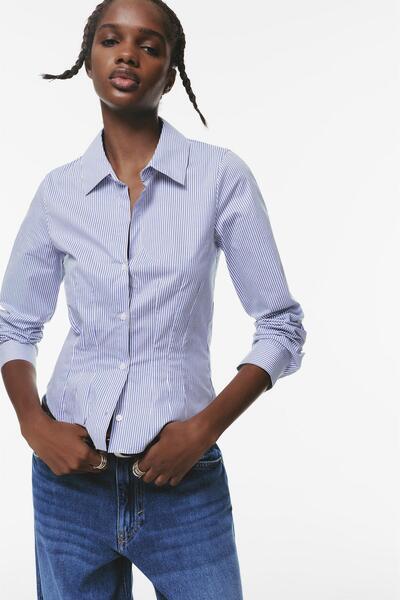 Pull & Bear Pens detaylı dar kesim gömlek