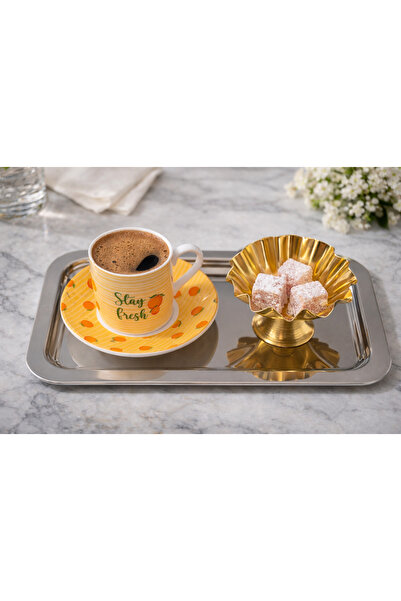 FABRIONA صينية فاخرة قصيرة مكونة من 6 قطع باللون الفضي/الذهبي اللامع مقاس 14×...