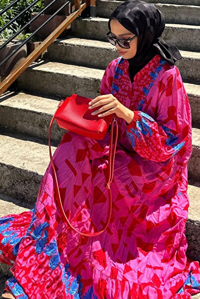 QLAY Kadın  Oversize Yazlık Viskon Elbise