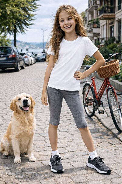 Cloise Βαμβακερό κοριτσίστικο κολάν ανθρακί μέχρι το γόνατο