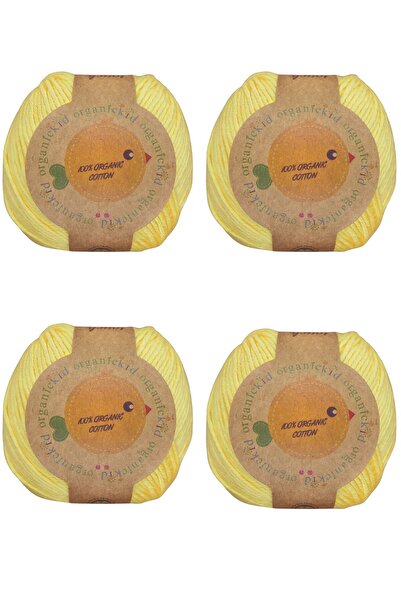 OrganicKid Organik Pamuk Amigurumi Punch 50 gr El Örgü Ipi Sarı 4'lü Paket