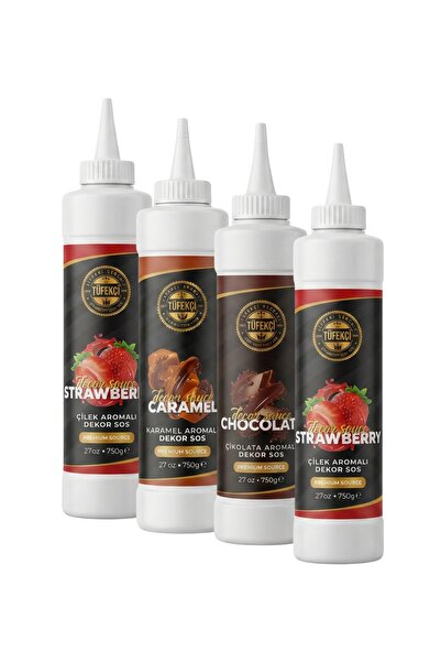 Genel Markalar 4'lü Dekor Sos Avantajlı Paket Çilek Karamel Çikolata Beyaz Çi...