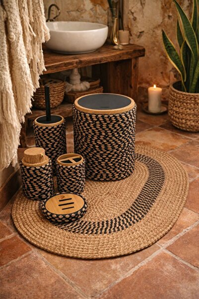 Home Inn Home Textile Set de baie 6 piese – Textură naturală – Decorativ – As...