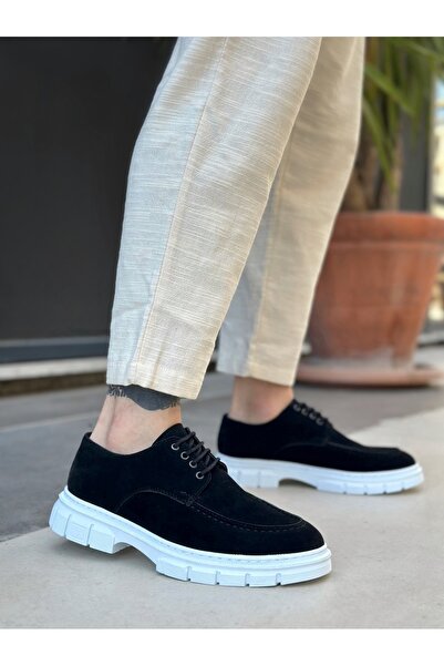 BOA Ba0237 Lace-Up Classic High Sole Black Suede Casual Men's Shoes