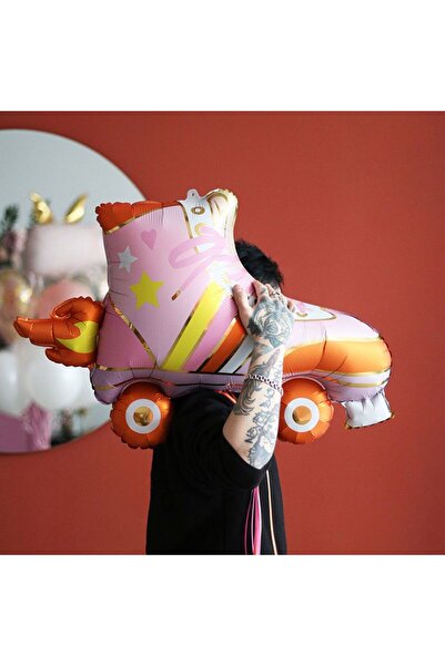 partidolu Retro Disko 80 Ler 90 Lar Party Skate Paten Şekilli Folyo Balon 74x...