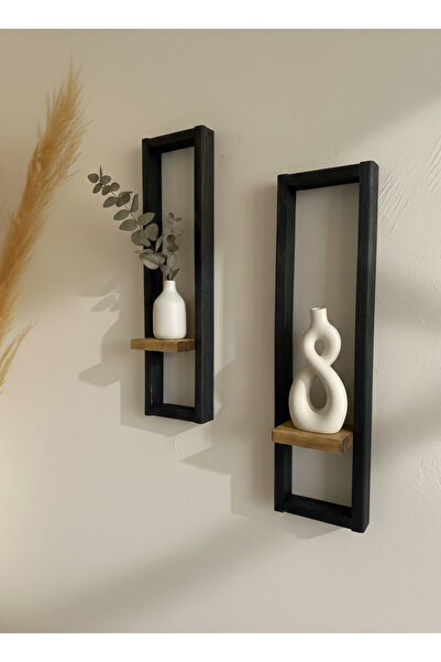 Wooden Factory Dekoratif 2'li Ahşap Duvar Rafı Seti 50 cm