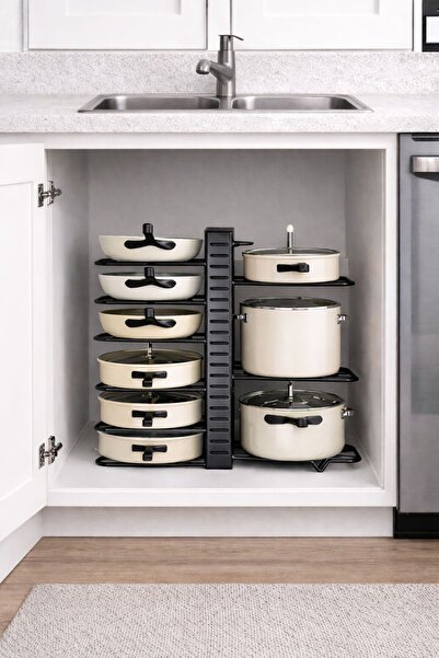 KARTEYA 8 Katlı Mutfak Depolama Rafı - Korozyona Dayanıklı Metal, Kompakt Dol...