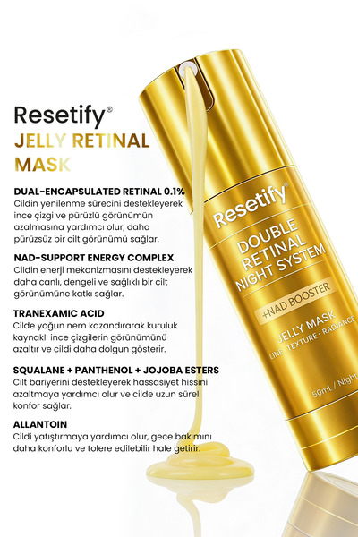 RESETIFY Jelly Retinal Mask(Maske) Double Retinal Night System +NAD Booster 50 ML
