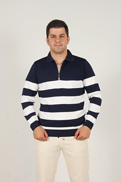 Mckanzie 3003 Pulover cu dungi cu guler cu fermoar