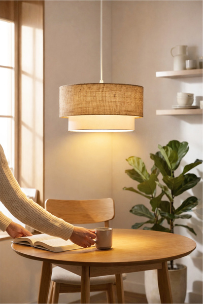 HOMİNG Jüt Çuval Kumaş Bohem Sarkıt Ev Ofis Oturma Yatak Odası-2 Katman Kumaştır