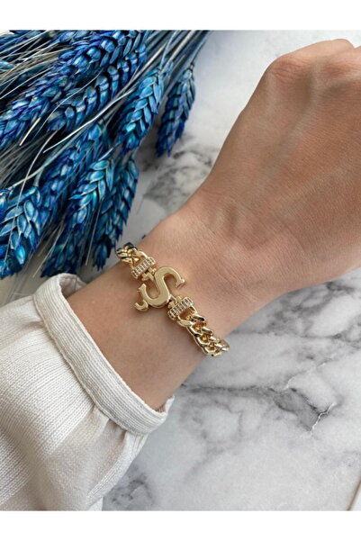 DEMOKAN Kadın Bileklik Ş Harf Kararmaz Zirkon Taş Özel Kaplama Ayarlanabilir ...