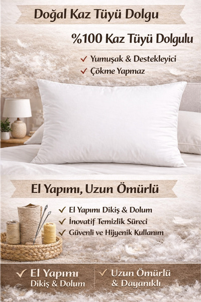 CESSTORE Ultra Soft Kaz Tüyü Kırlent İç Dolgu, El Yapımı, Hipoalerjenik, Yumu...
