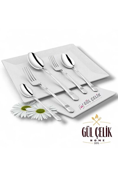KAVEH 60 Parça 12 Kişilik 18/10 Kalite Çatal Kaşık Seti Alvina Model Lüx 304