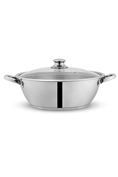 SONEX مقلاة ووك ضخمة من الفولاذ المقاوم للصدأ، 24 سم (3.5 لتر) - قاعدة ساندوي...