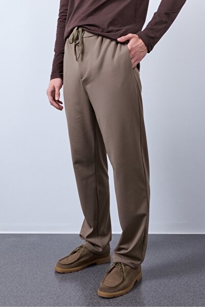 Justboga بنطلون رياضي محبوك للرجال من Cacao Baggy بقصة مريحة وحزام خصر مطاطي ...