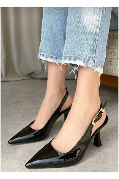 Divax MADAMRENK Γυναικεία παπούτσια με μυτερό τακούνι Ovis - μαύρο-λουστρίνι