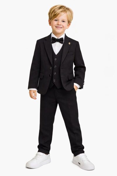 RAPAPA Boy's Jacket Shirt Pants Bow Tie Vest Suit 5735-5-16 Years Black