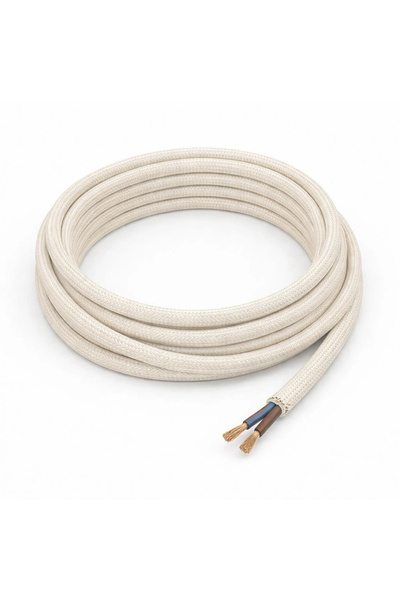 CONANA Dekoratif Kumaş Aydınlatma Elektrik Kablosu (2x0,50 TTR) (Ekru) 1 Metre