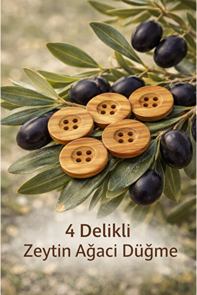 Tasarım Ahşap Düğme Zeytin Ağacı 3 cm Çapında 5 Adet.