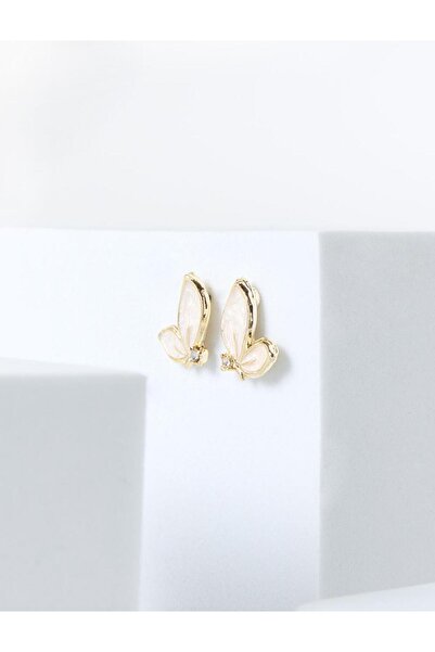 Jimmy Key أقراط مرصعة بالمينا على شكل فراشة بيضاء