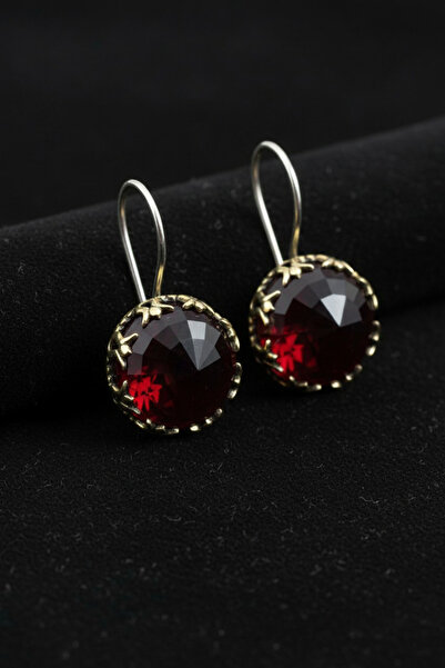 Roza Silver Lal Taşlı Lale Motifli Otantik Gümüş Kadın Küpe