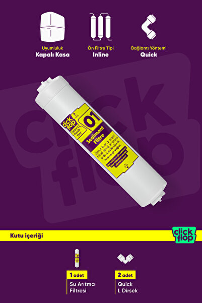 Click Flop Sediment Su Arıtma Filtresi, Kapalı Kasa Cihazlar ile Uyumlu
