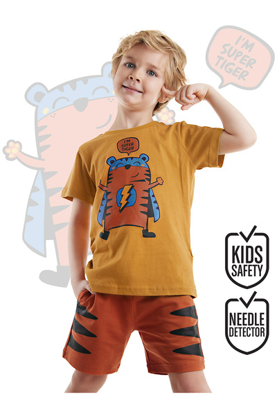Denokids Super Tiger Summer T-Shirt and Shorts Set for Boy