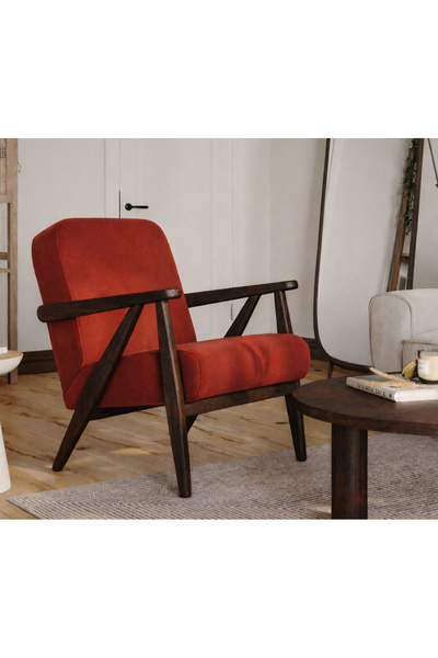 Normod Levy Koyu Meşe Berjer - Kadife