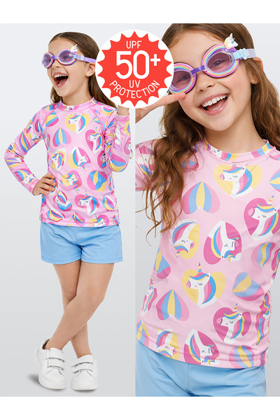 Denokids Tricou de baie pentru fete cu protecție UV UVP+50 Factor de protecți...