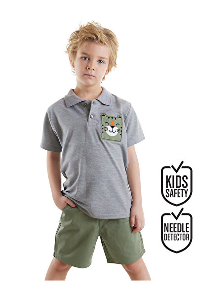 Denokids Комплект з тигрової футболки поло з коміром і габардинового сорту дл...