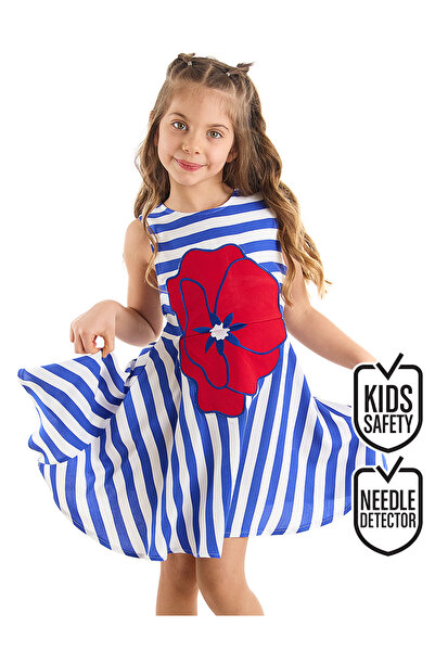 MSHB&G Striped Ferret Woven Floral Girl's Blue Summer Dress