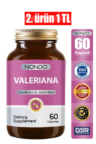 Nondo Valeriana Kedi Otu 60 Kapsül Pasiflora Sarı Kantaron Rahat Bir Uyku Dön...