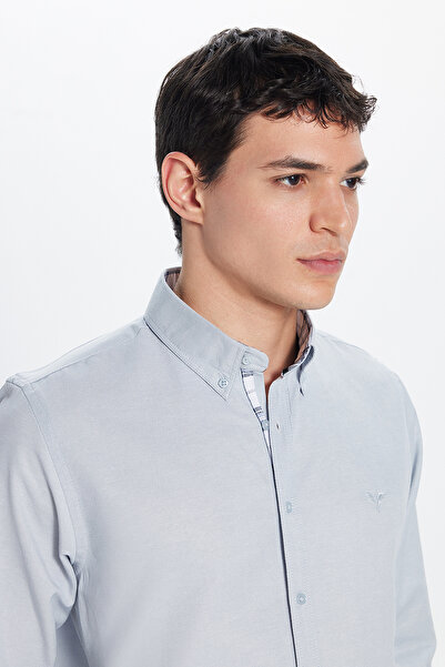 Tudors Erkek Slim Fit Dar Kesim Uzun Kollu Pamuklu Oxford Doku Kolay Ütüleneb...