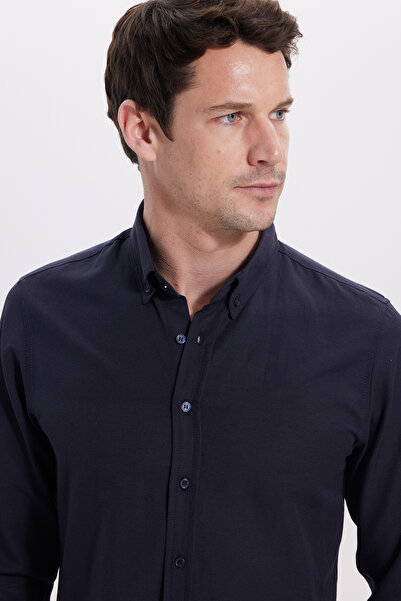 Tudors Pánská košile Slim Fit s dlouhým rukávem, bavlněná Oxford textura, sna...