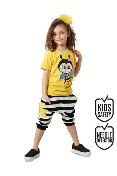 Denokids Set tricou de vară cu model în dungi galbene și pantaloni scurți Cap...