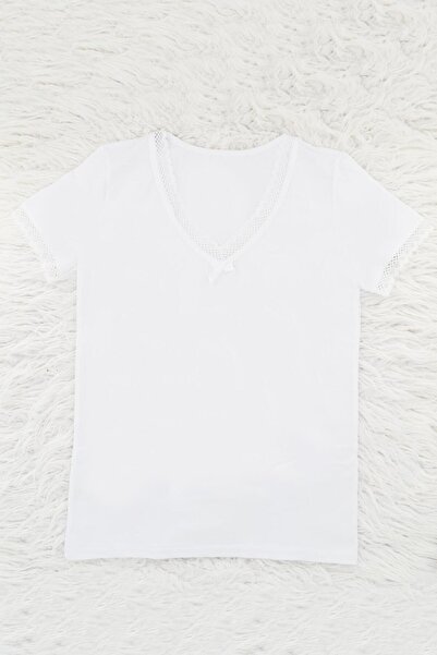 Belinay Γυναικείο κοντομάνικο μπλουζάκι με λαιμόκοψη V - 8025