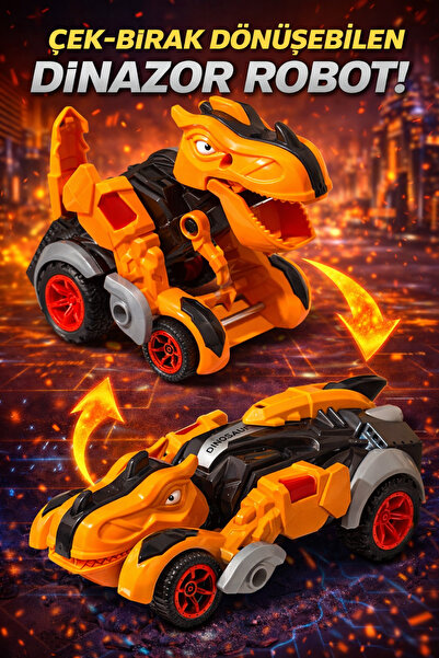 TRUST STORE Trex Dinazor Figür Araba Sürtmeli Teker Transformers Robot Dinozo...