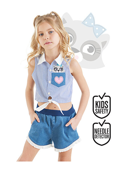 Denokids Raccoon Girl Shirt Denim Shorts Set