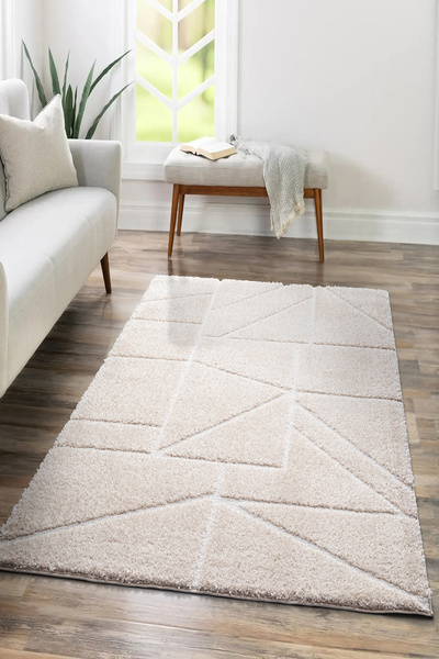 SARAZ HALI B109 Gri Kolay Kullanım Hav Toz Vermez Yumuşak Dokulu Uzun Tüylü M...