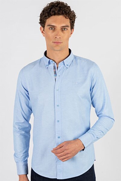 Tudors Pánska Slim Fit košeľa Oxford Texture Slim Fit – dlhý rukáv, jednoduch...