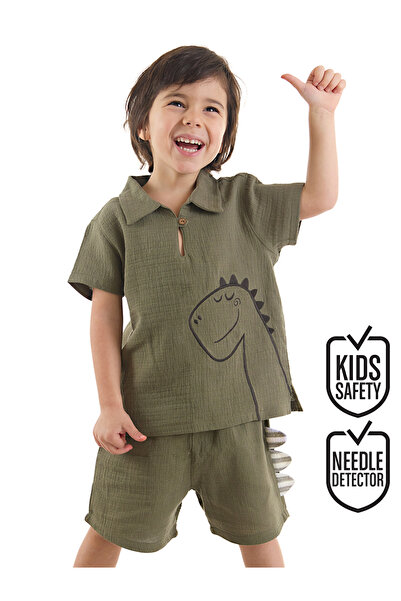 Denokids Baby Boy Dino Muslin Shorts and Shirt Set