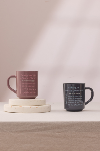 Rakle Motivational Set of 2 Mugs Smoked-Plum 246 Cc