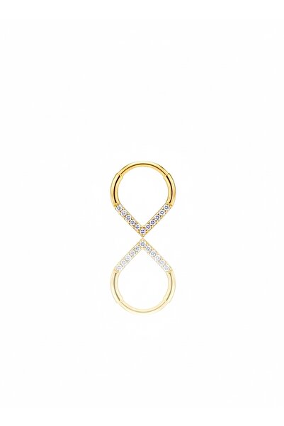 Siminkari 925 Ayar Gümüş Üzerine Mikron Altın Kaplama Baklava Model Yarım Taş...