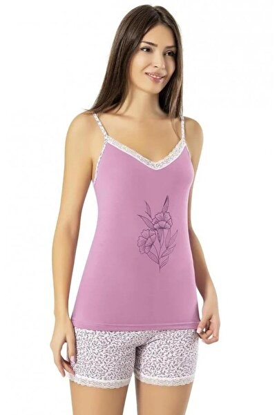 KOTA Women's Snowdrop Flower Print Thick Strap Shorts Set (7010-1-2)