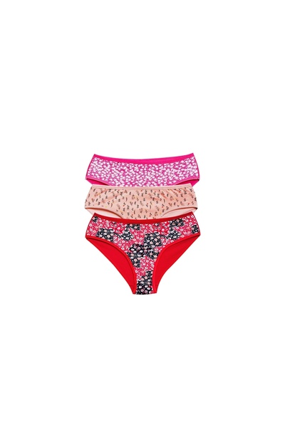 Mestore Cotton Wide Brim Lycra Patterned Bato Women's Panties 3 Pack