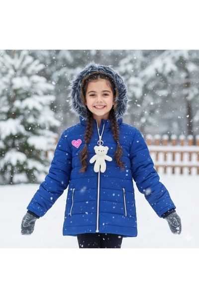 ÖRZİ Kids Palton matlasat pentru fetiță de 7-10 ani - Versoft cu glugă și int...