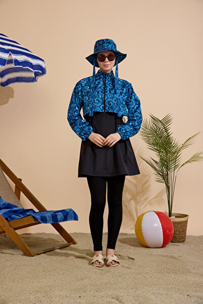 GAVLİA Women's Hijab Swimsuit 5-Piece Set - Half-Covering Zippered..