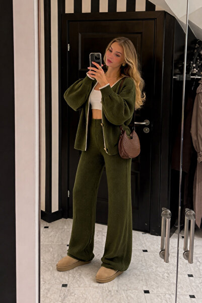 MARLİNG Buttoned Cardigan Pants Stylish Knitwear Set